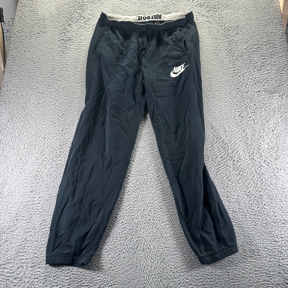 Vintage Nike Sweatpants Mens XL Black Cotton Tapered Performance Sports Running